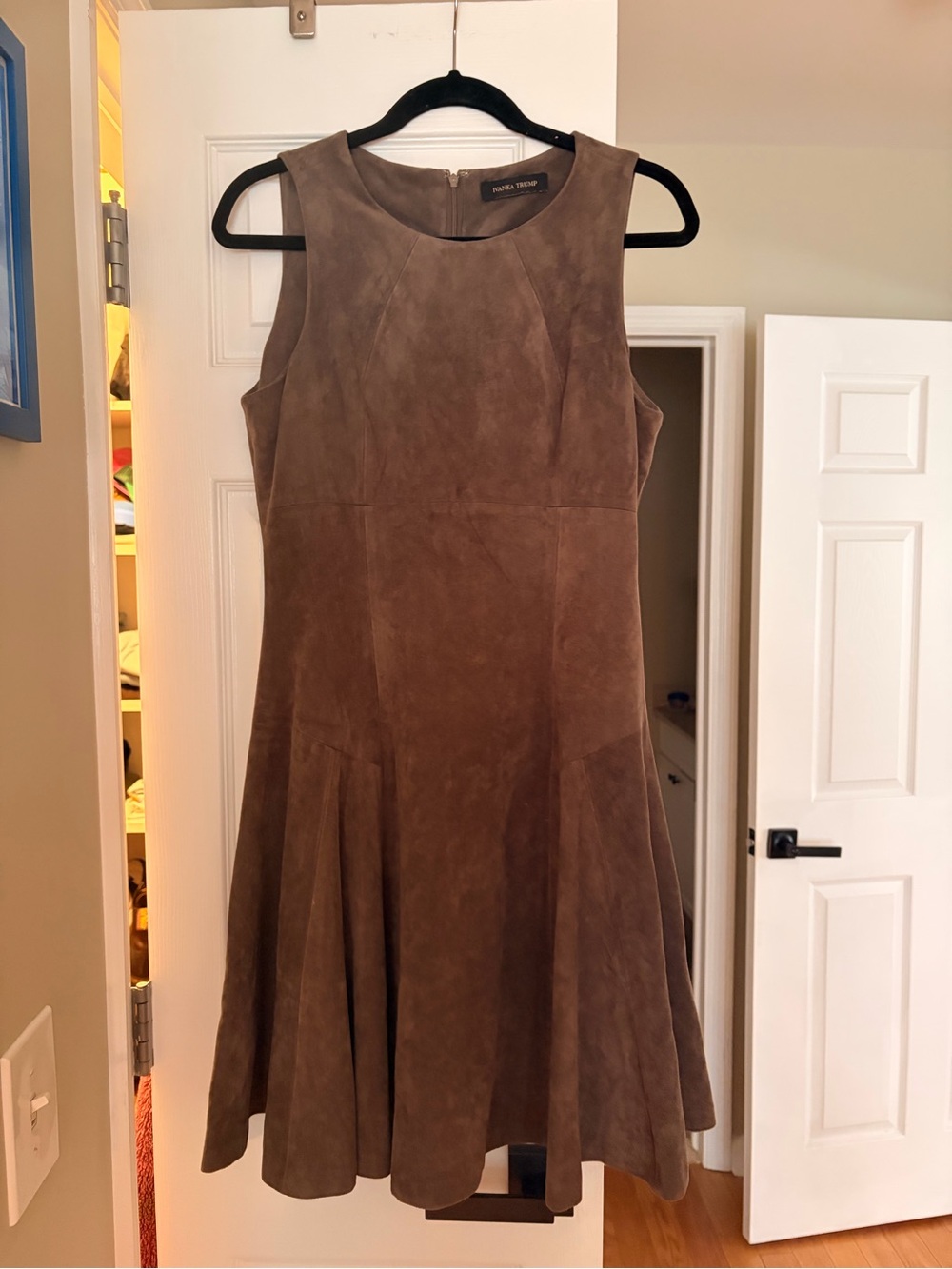 Ivanka Trump Brown Suede Fit-and-Flare Dress